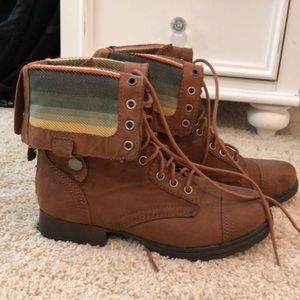 Brown Boots with Colorful Stripes